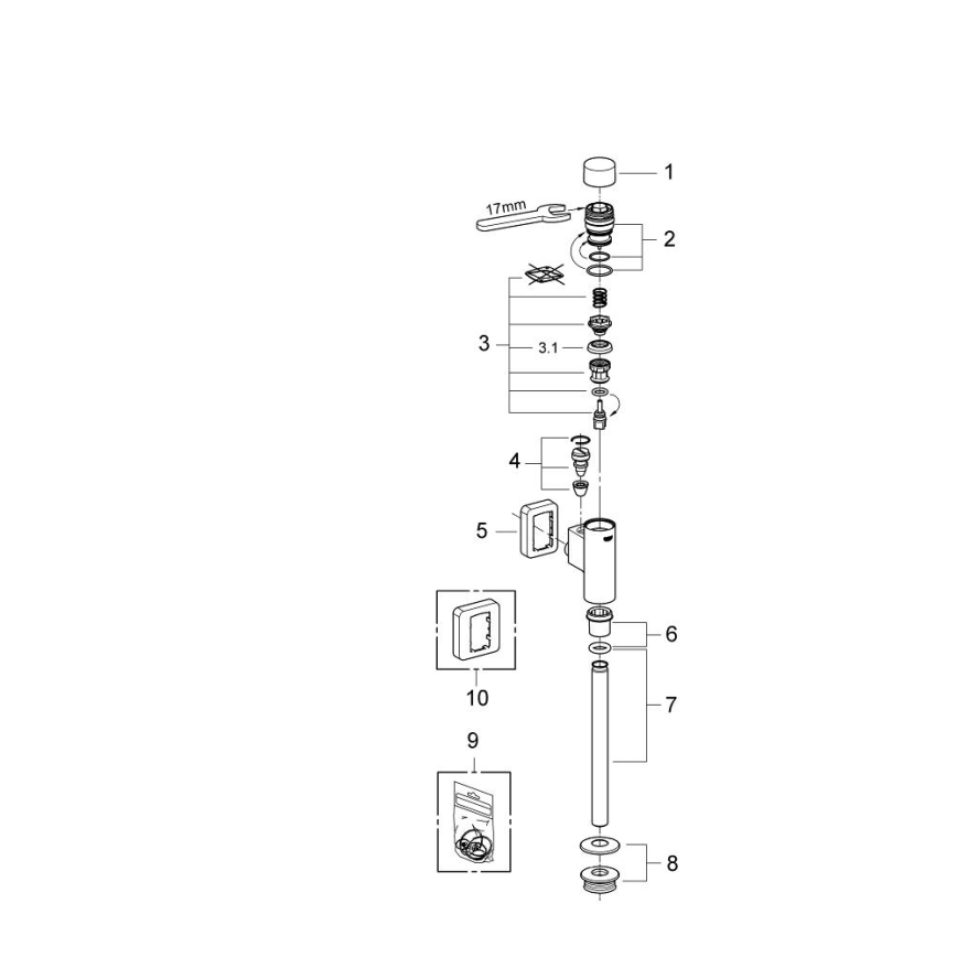 GROHE 37339000 - Pisuāra skalošanas vārsts RONDO 12” spīdīgs hroms