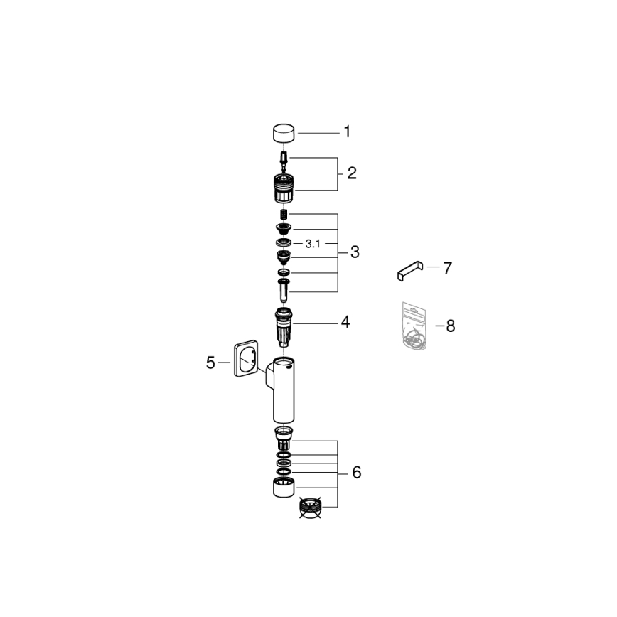 GROHE 37349000 - Spiediena skalošanas vārsts RONDO A.S. 3” glancēts hroms