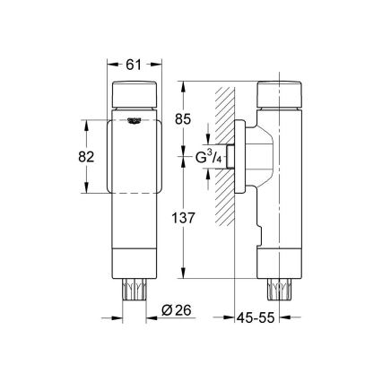 GROHE 37349000 - Spiediena skalošanas vārsts RONDO A.S. 3” glancēts hroms
