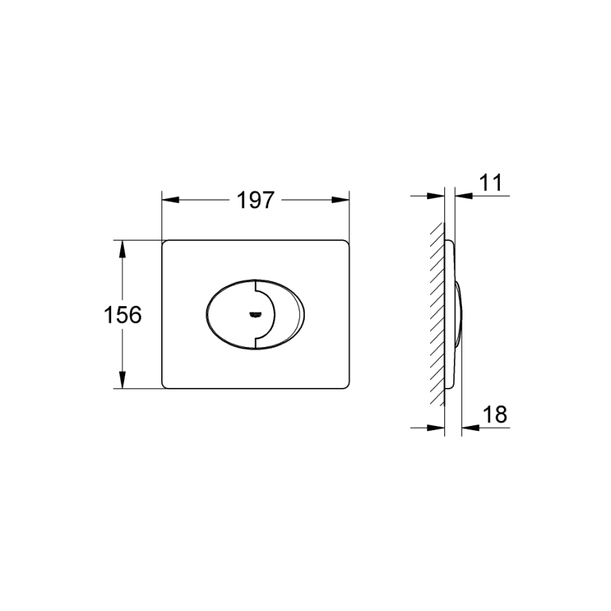 GROHE 38506000 - SKATE AIR skalošanas poga 156 × 197 mm pulēts hroms