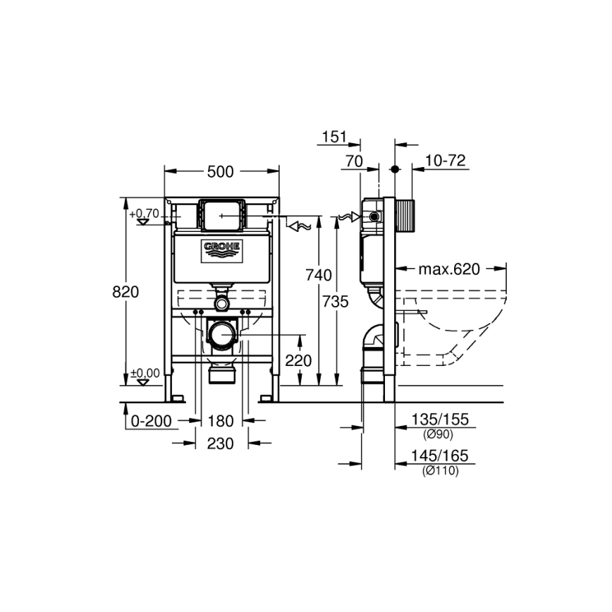 GROHE 38526000 - WC modulis RAPID SL 0,82 m, balts