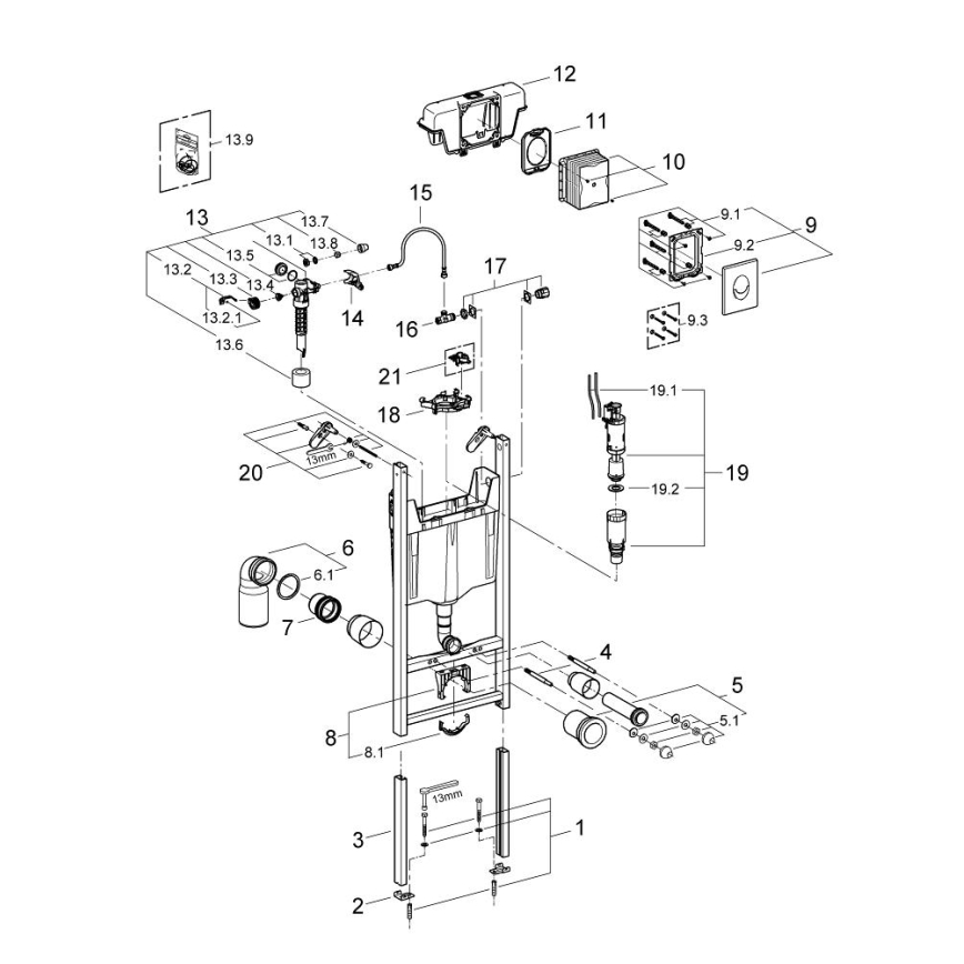 GROHE 3855800M - Sienas pieslēgums RAPID SL 130-230 mm spīdīgs hroms