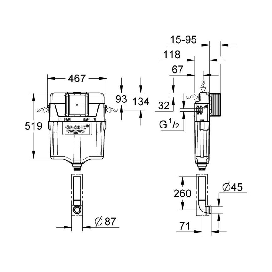 GROHE 38661000 - Skalošanas cisterna GD 2
