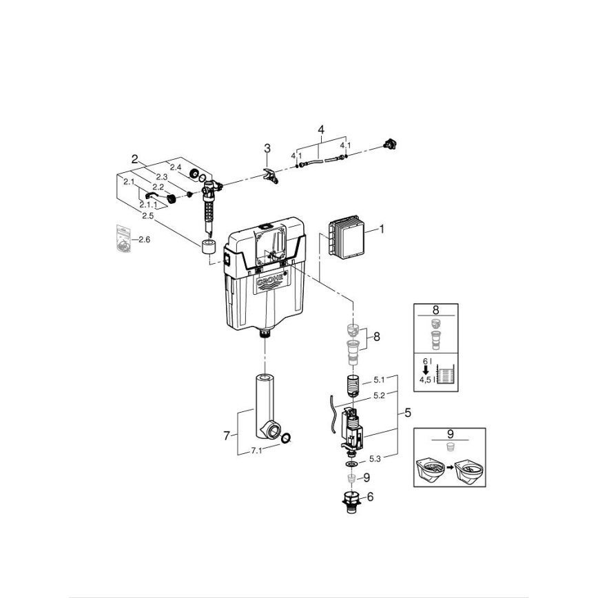 GROHE 38661000 - Skalošanas cisterna GD 2, spīdīgs hroms