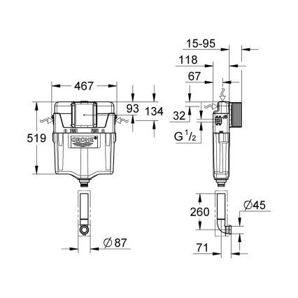 GROHE 38661000 - Skalošanas cisterna GD 2, spīdīgs hroms