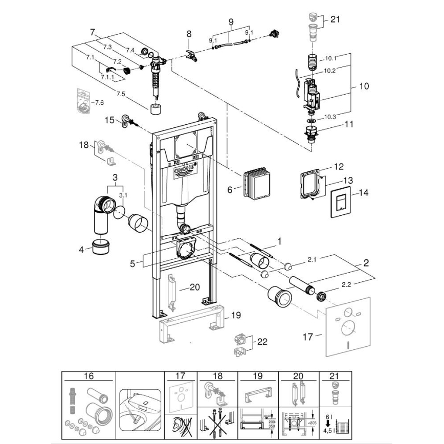 GROHE 38811KF0 - Komplekts 3 vienā WC SOLIDO 1,13 m, melns