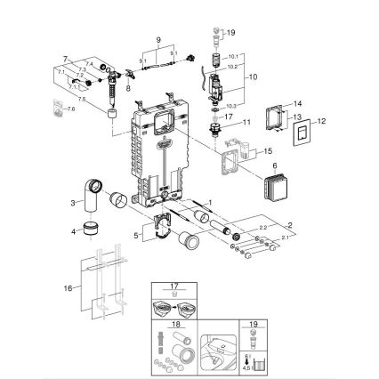 GROHE 38825000 - Priekšsienas montāžas elements UNISET 830 × 480 × 130 mm, EPS, balts