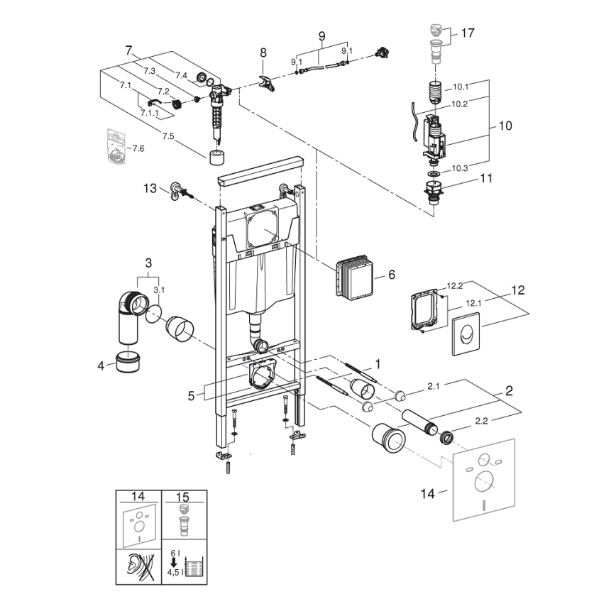 GROHE 38839000 - 3 vienā komplekts WC RAPID SL, 1,13 m