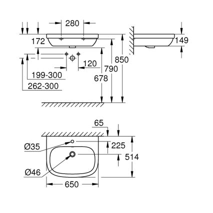 GROHE 39323000 - Izlietne EURO CERAMIC 650 × 514 mm keramika/balta