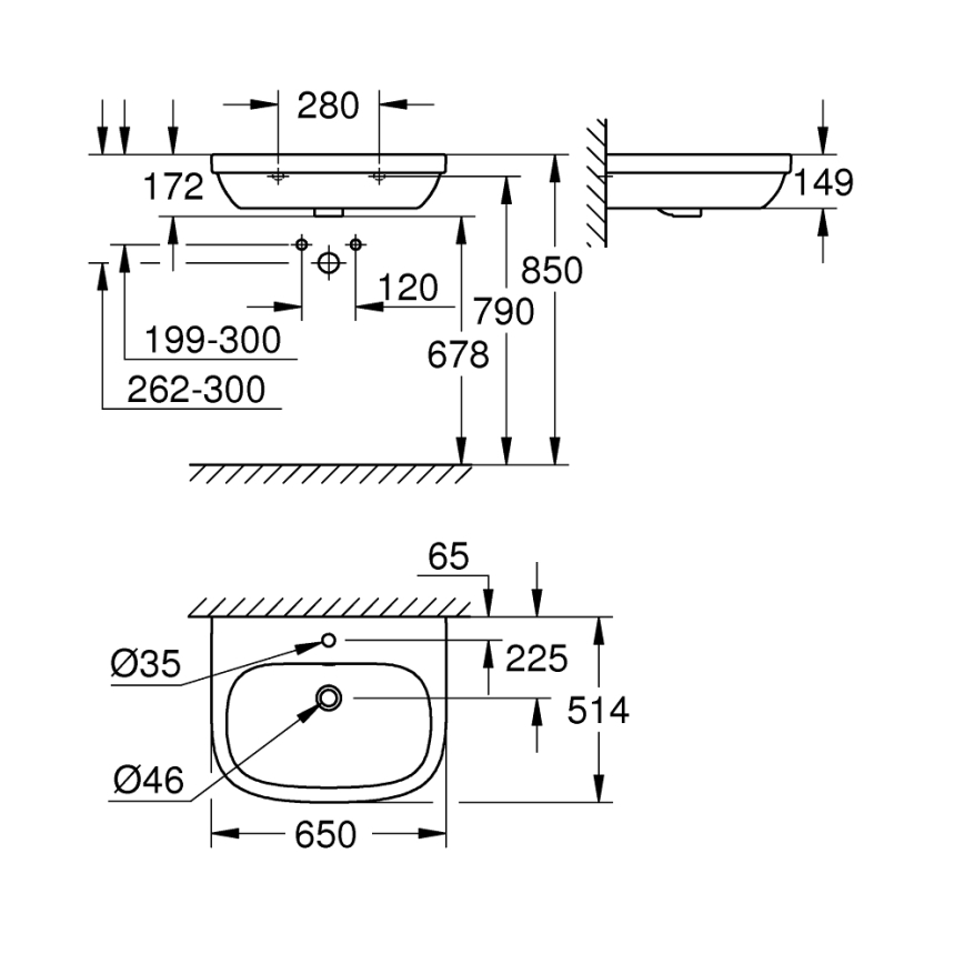 GROHE 39323000 - Izlietne EURO CERAMIC 650 × 514 mm keramika/balta