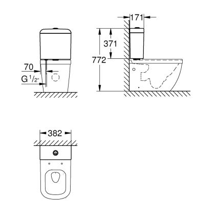 GROHE 39332000 - Skalošanas cisterna EURO CERAMIC 385 × 170 × 370 mm keramika/balts