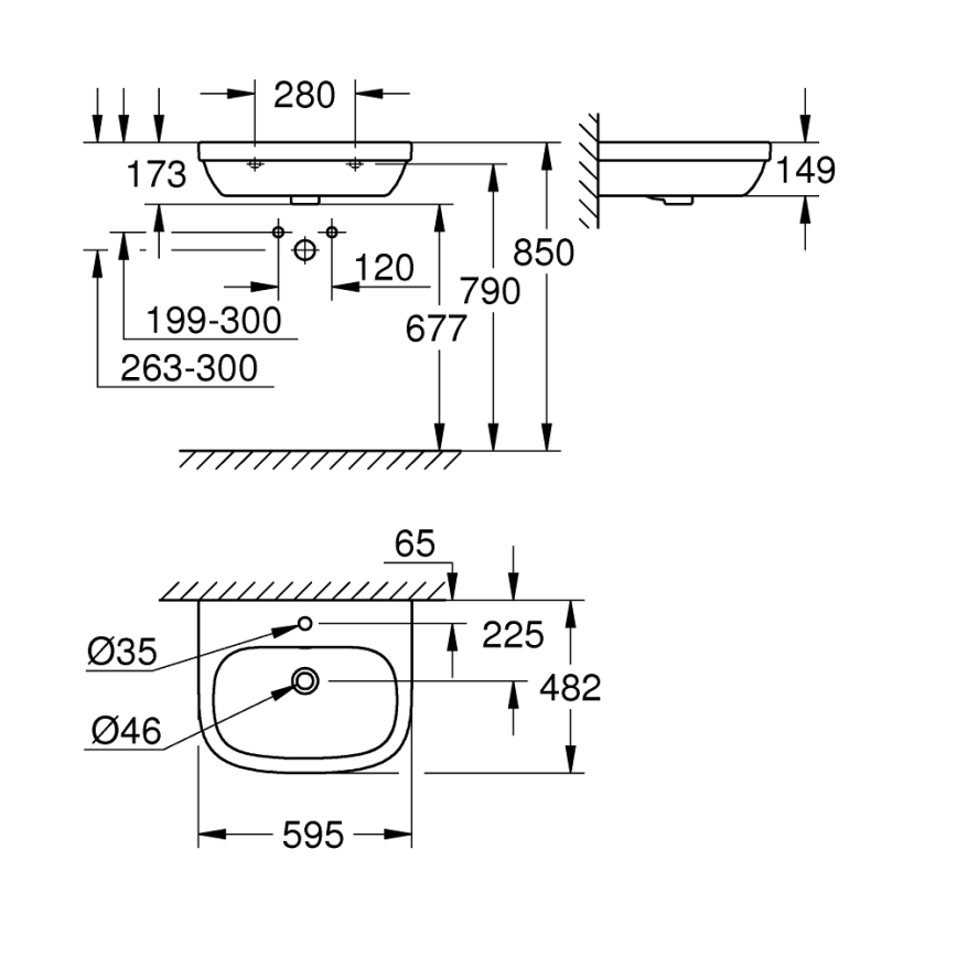 GROHE 39335000 - Izlietne EURO CERAMIC 595 × 482 mm keramika/balta