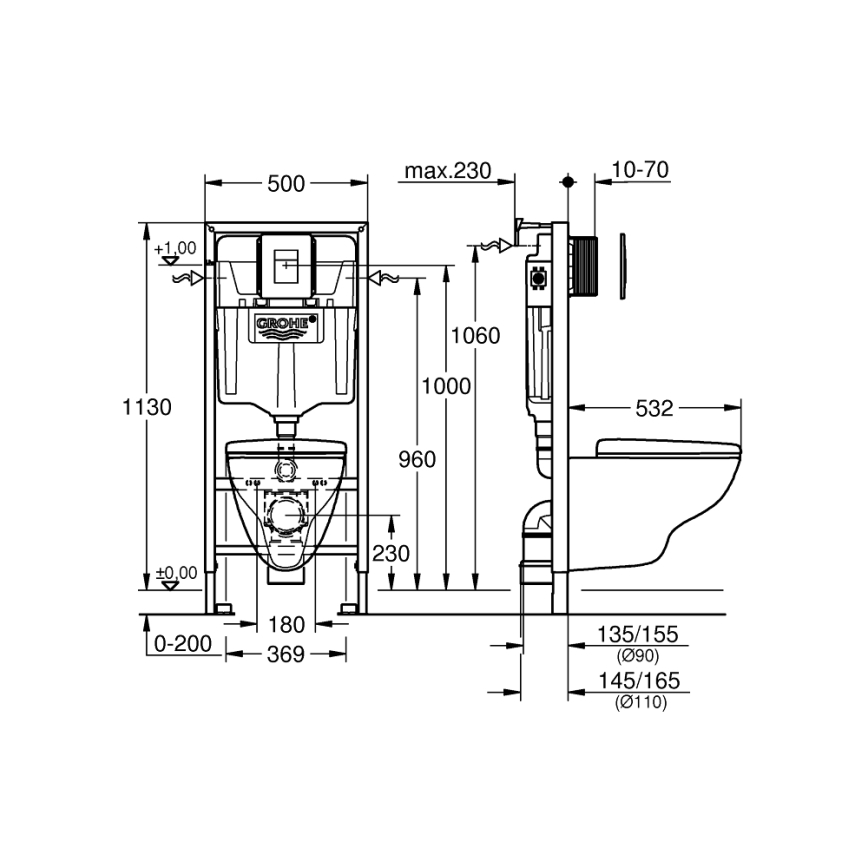 GROHE 39467000 - SOLIDO WC komplekts 1,13 m keramika/balta