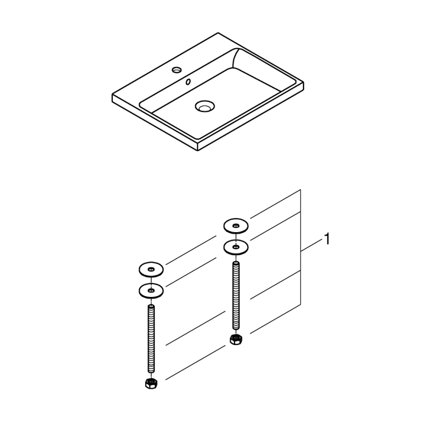 GROHE 3947900H - Izlietne CUBE CERAMIC 600 × 490 mm keramika/balta