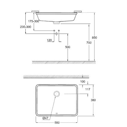 GROHE 3948000H - Izlietne CUBE CERAMIC 492 × 370 mm keramika/balta