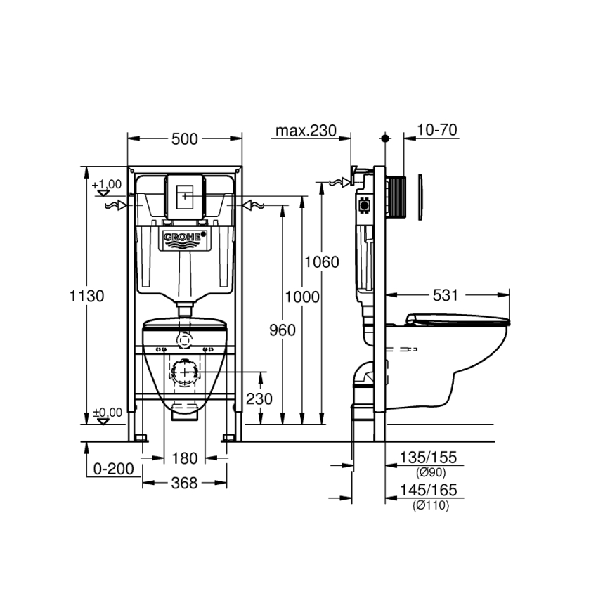 GROHE 39586000 - SOLIDO komplekts 5 vienā, 1,13 m, keramika/balta