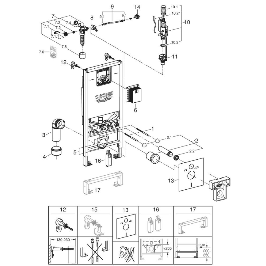 GROHE 39598000 - RAPID SLX modulis pakaramajam WC, 1,13 m, balts