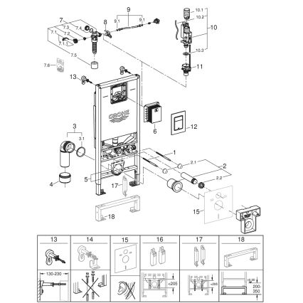 GROHE 39603000 - WC komplekts 3 vienā RAPID SLX, 1,13 m, spīdīgs hroms
