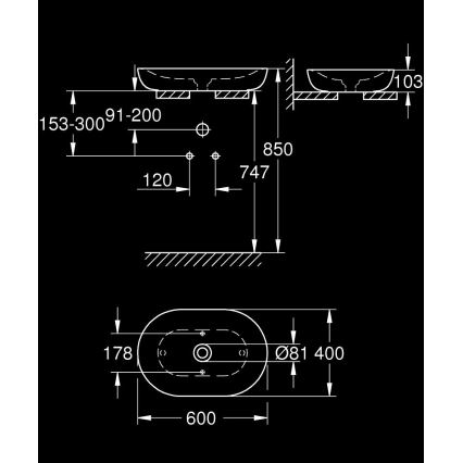 GROHE 3960800H - virsmas uzstādāma izlietne ESSENCE 600 × 400 mm keramika/balta