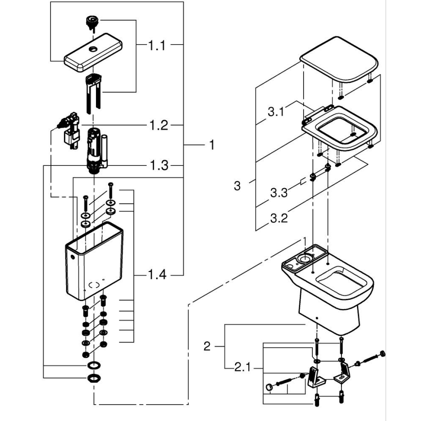 GROHE 39814000 - WC kombinētais komplekts START EDGE 825 × 557 × 384 mm keramika/durobalts