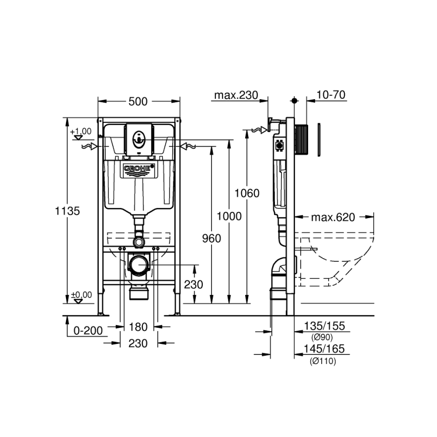 GROHE 39883000 - SOLIDO priekšsienas montāžas sistēma 1,13 m, spīdīgs hroms