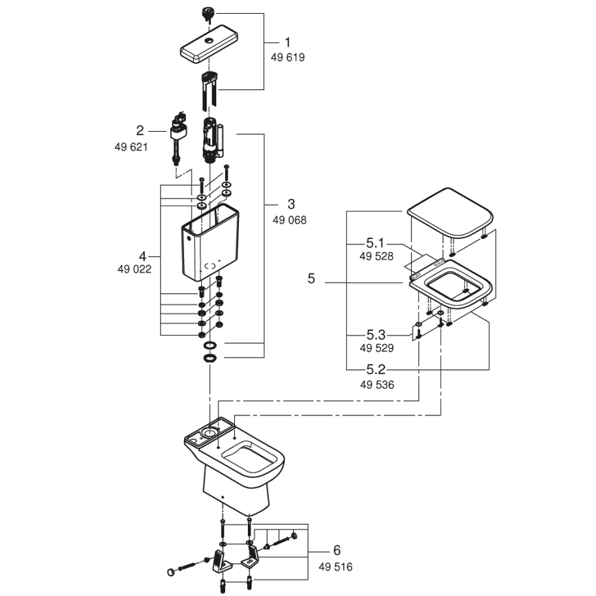 GROHE 39951000 - WC komplekts START EDGE 384 × 668 mm keramika/balta