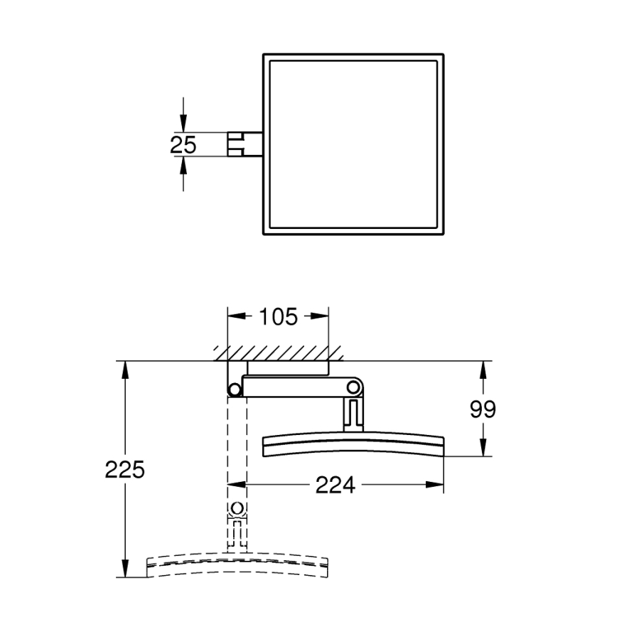 GROHE 40808000 - Kosmētikas spogulis SELECTION CUBE 22,3 × 22,3 cm spīdīgs hroms