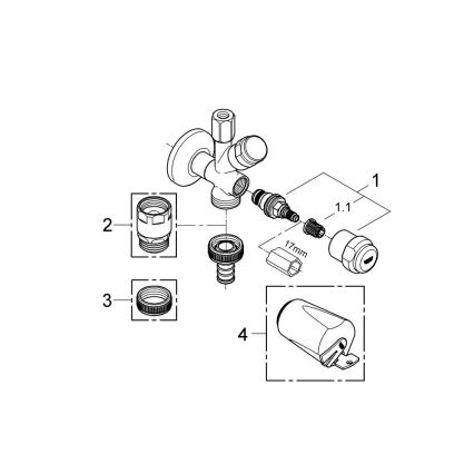 GROHE 41073000 - Kombinētais stūra vārsts WAS 12” × 38” spīdīgs hroms