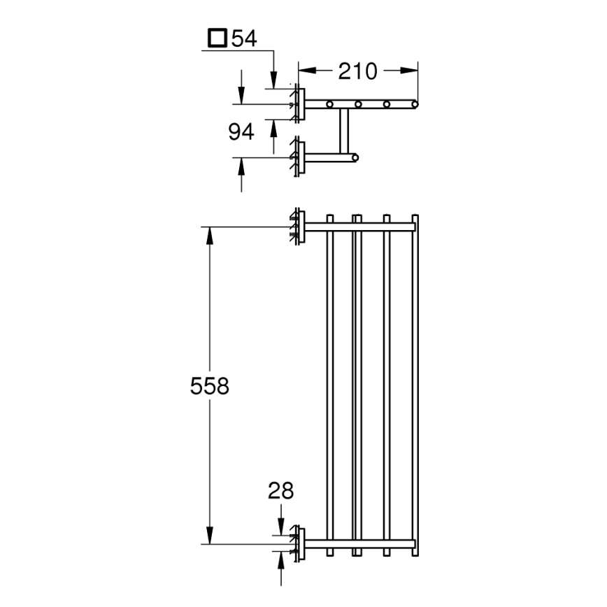 GROHE 41099000 - Daudzfunkcionālais dvieļu turētājs START CUBE 600 mm glancēts hroms