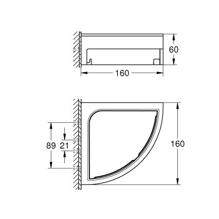 GROHE 41106000 - Stūra dušas plaukts START CUBE 16 cm spīdīgs hroms