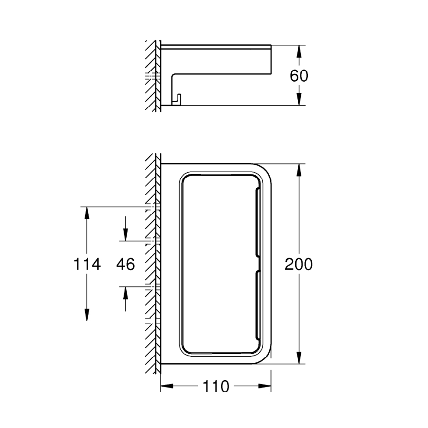 GROHE 411072430 - Dušas plaukts START CUBE 200 mm melns