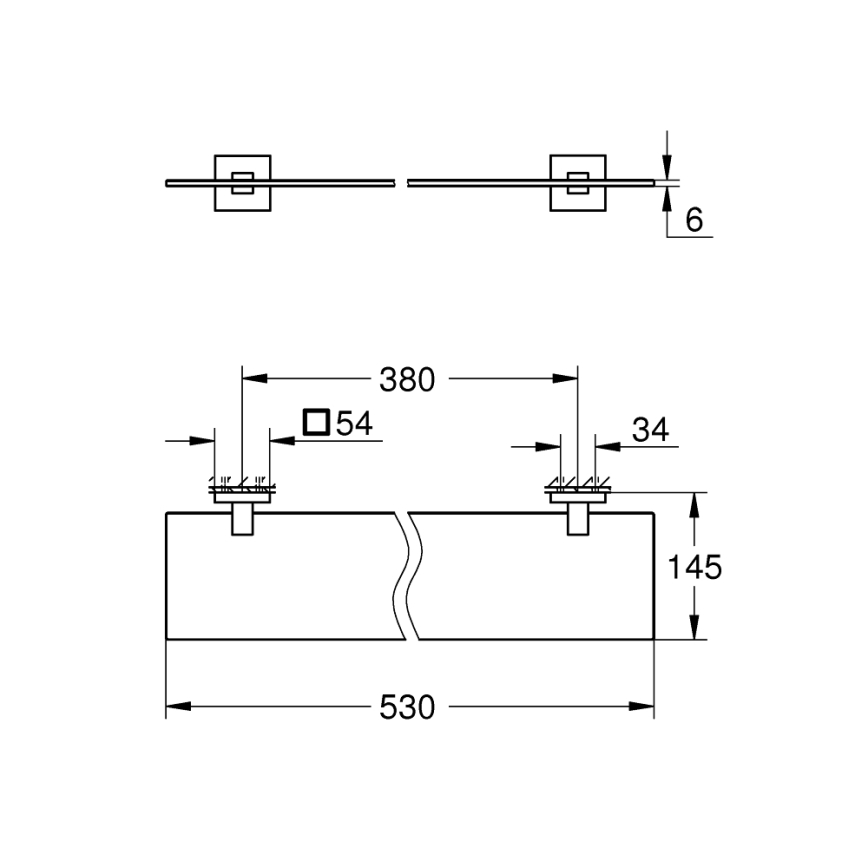 GROHE 41109000 - Stikla plaukts START CUBE 530 mm spīdīgs hroms