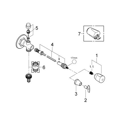 GROHE 41208000 - Āra sienas vārsts EUROTEC DN 15, spīdīgs hroms