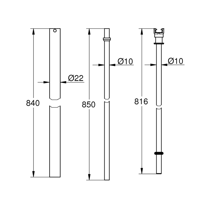 GROHE 48054000 - Dušas stienis EUPHORIA SYSTEM 15 cm spīdīgs hroms