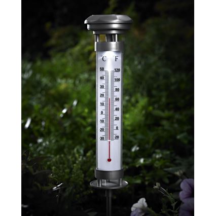 Grundig 89640 - LED Saules enerģijas lampa ar termometru 1xLED/1,2V IP44