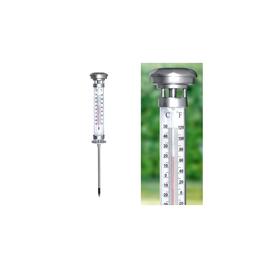 Grundig 89640 - LED Saules enerģijas lampa ar termometru 1xLED/1,2V IP44