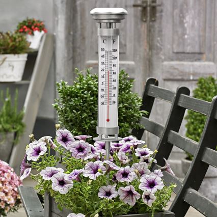 Grundig 89640 - LED saules lampa ar termometru LED/1,2V 600 mAh IP44