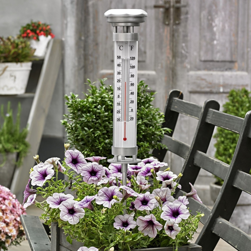 Grundig 89640 - LED saules lampa ar termometru LED/1,2V 600 mAh IP44