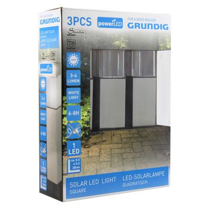 Grundig 90048 - KOMPLEKTS 3x Saules enerģijas lampa LED/5,5x28cm