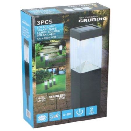 Grundig - KOMPLEKTS 3x Saules enerģijas lampa LED/1,2V 6,5x35,5cm
