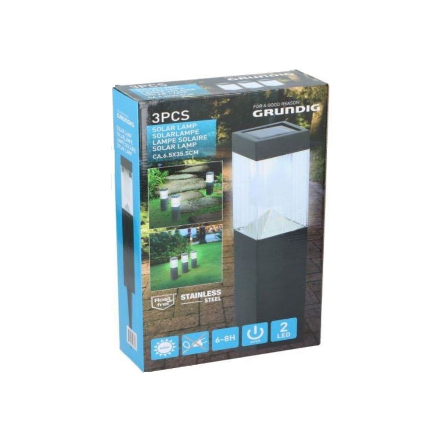 Grundig - KOMPLEKTS 3x Saules enerģijas lampa LED/1,2V 6,5x35,5cm