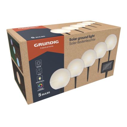 Grundig - KOMPLEKTS 5x LED RGBW  Saules enerģijas lampa LED/3,2V IP44