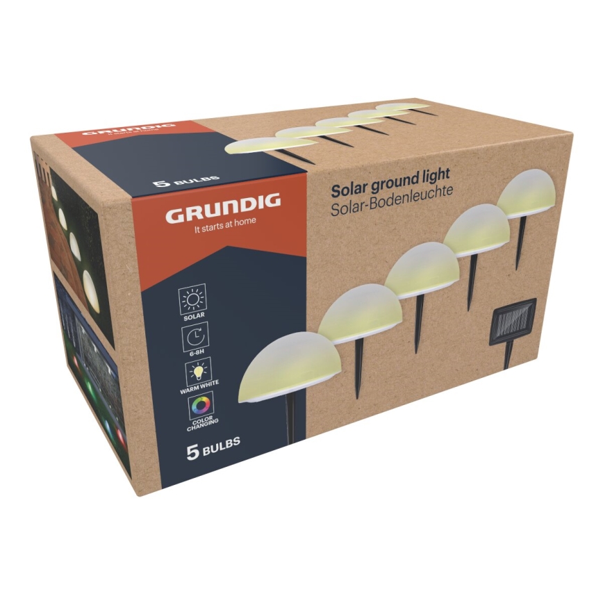 Grundig - KOMPLEKTS 5x LED RGBW Saules enerģijas lampa LED/3,2V IP44