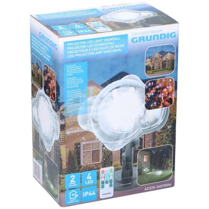Grundig - LED Āra sniegpārslu projektors LED/5W/230V IP44 + tālvadības pults