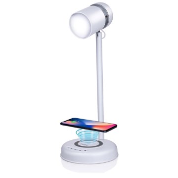 Grundig - LED galda lampa 3 vienā ar bezvadu uzlādi un skaļruni LED/15W/5V