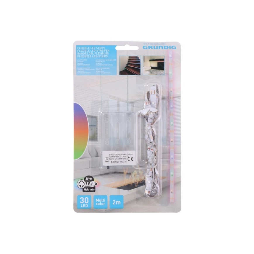 Grundig - LED Josla 2m LED/3xAA daudzkrāsaina