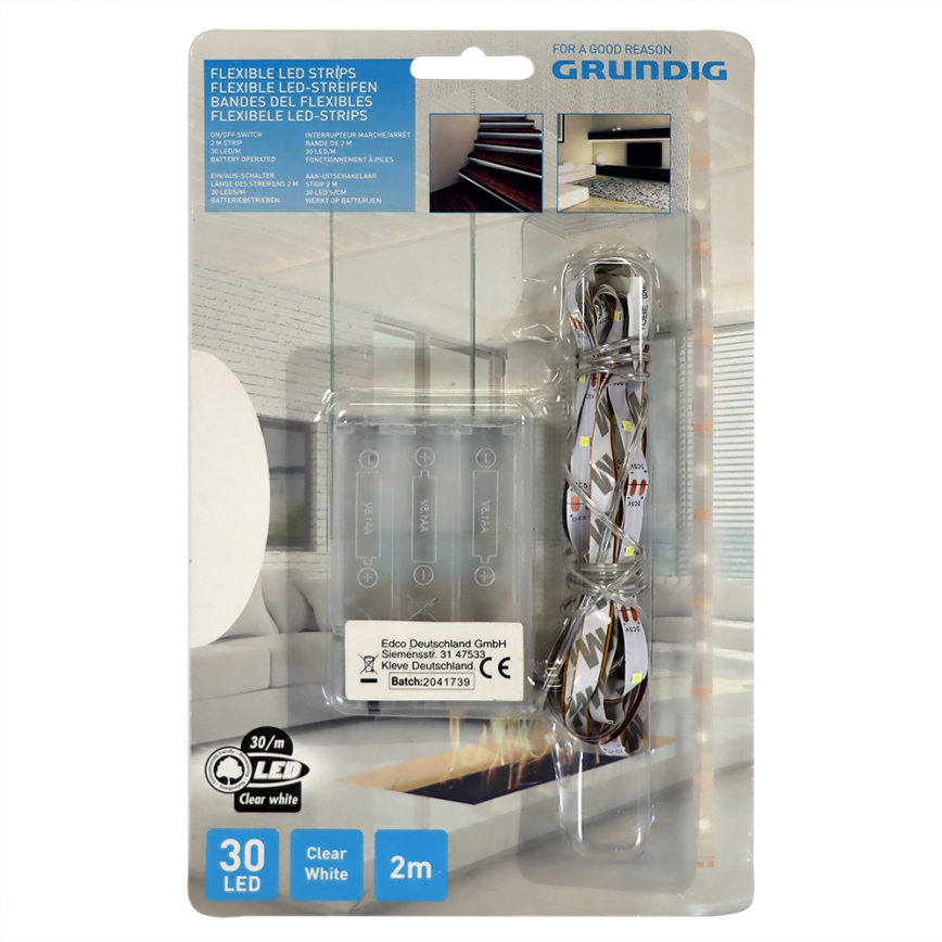 Grundig - LED Josla 2m LED/3xAA dienasgaismas balta