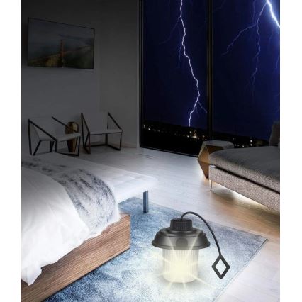 Grundig - LED kempinga lukturis, darbināms ar 3xAA, 3000/4500/6000K, IP44, melns