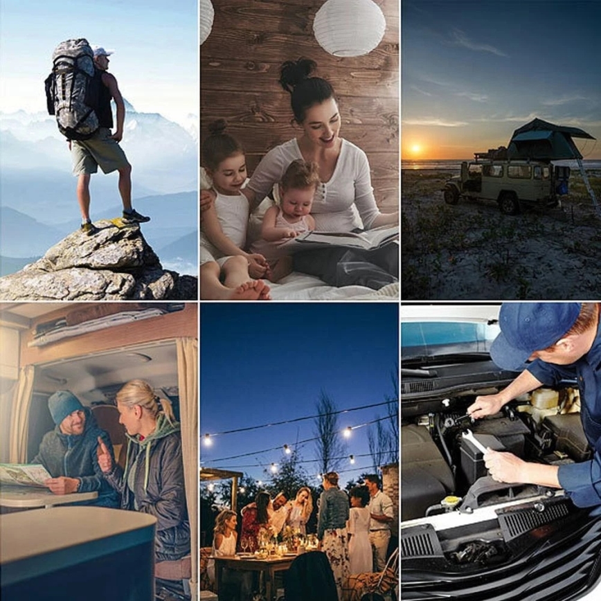 Grundig - LED kempinga lukturis, darbināms ar 3xAA, 3000/4500/6000K, IP44, melns