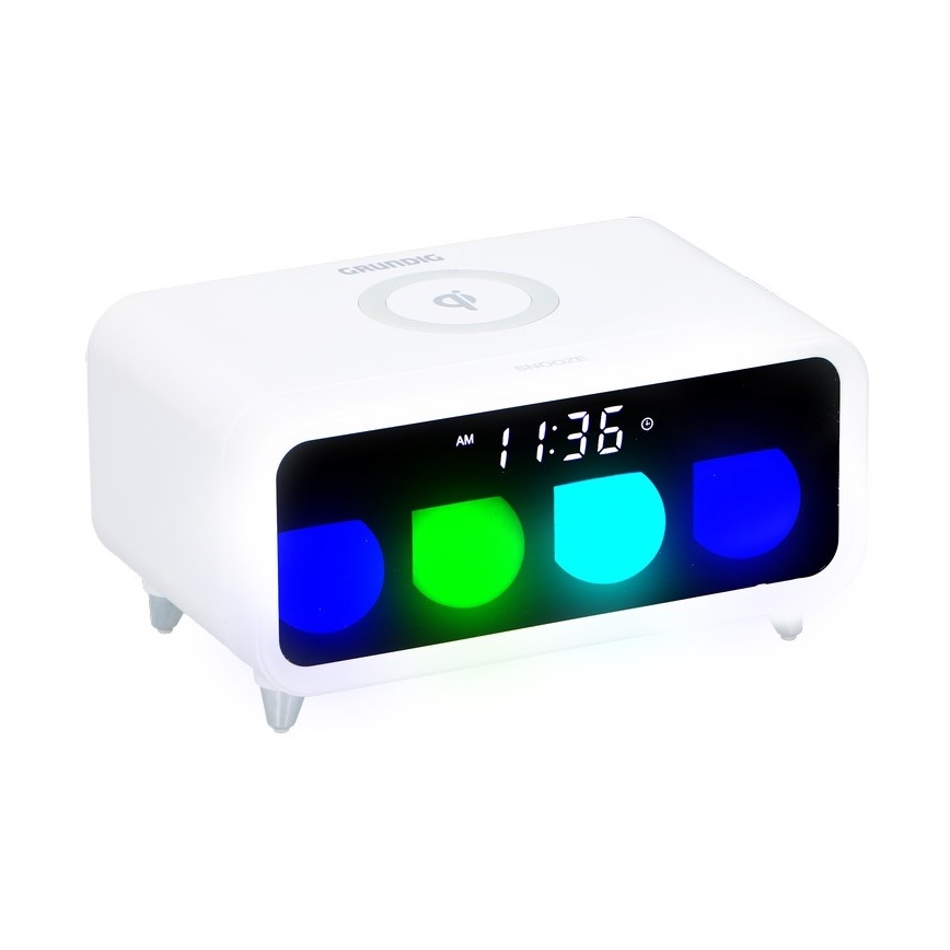 Grundig - LED Aptumšojams nakts gaismeklis ar modinātāju un bezvada uzlādi LED/5W/230V
